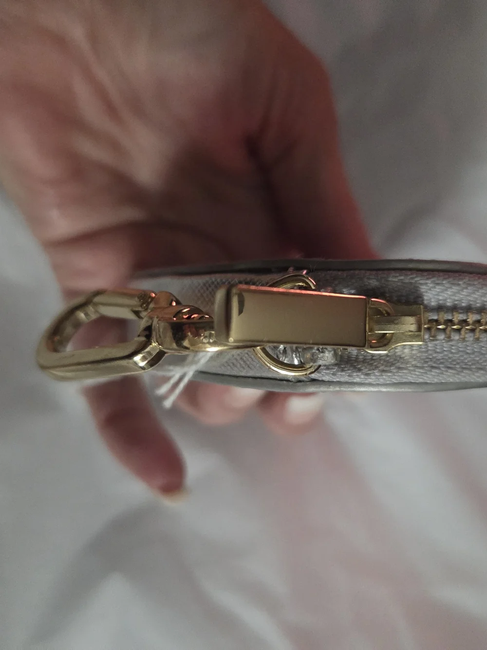 Tory Burch Heart Coin Purse Keychain - Metallic Silver NWOT